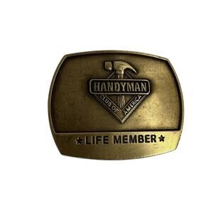 VINTAGE 1996 Handyman Club Of America Life Member Belt Buckle Solid Brass - BUB